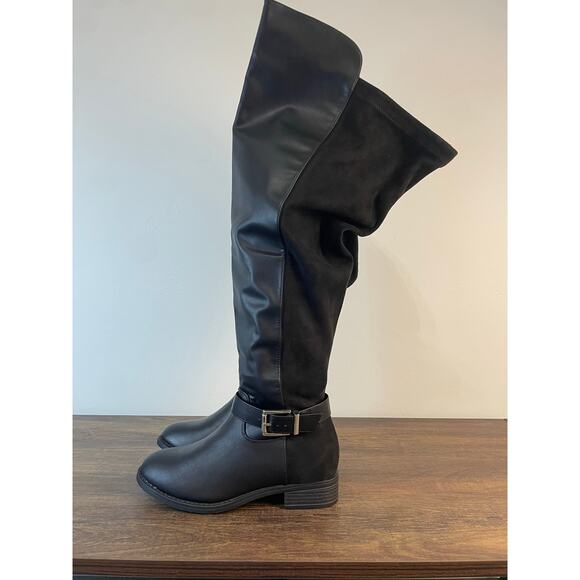 Torrid 5050 Over the Knee Boots 7WW Extra Wide Calf Deep Black Buckle NWT - Picture 10 of 11